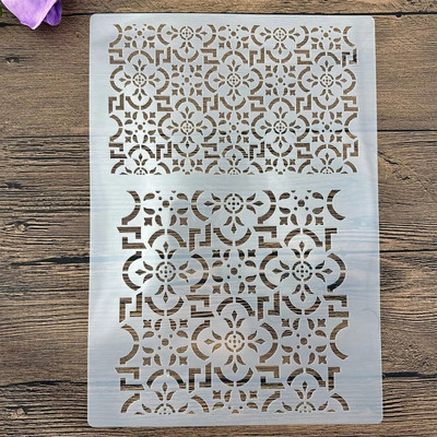 A4 veličina Šablon za dizajn za zidne slike Album za marke, ukrasni reljefni papir, DIY, četvrtaste šablone od cigle