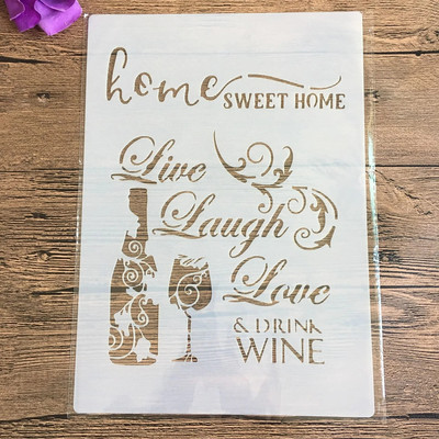 A4 29 * 21cm Retro raksts DIY Trafareti Sienas Glezniecība Scrapbook Krāsošana Reljefs Albums Dekoratīvs Papīrs Kartes Veidne,Siena