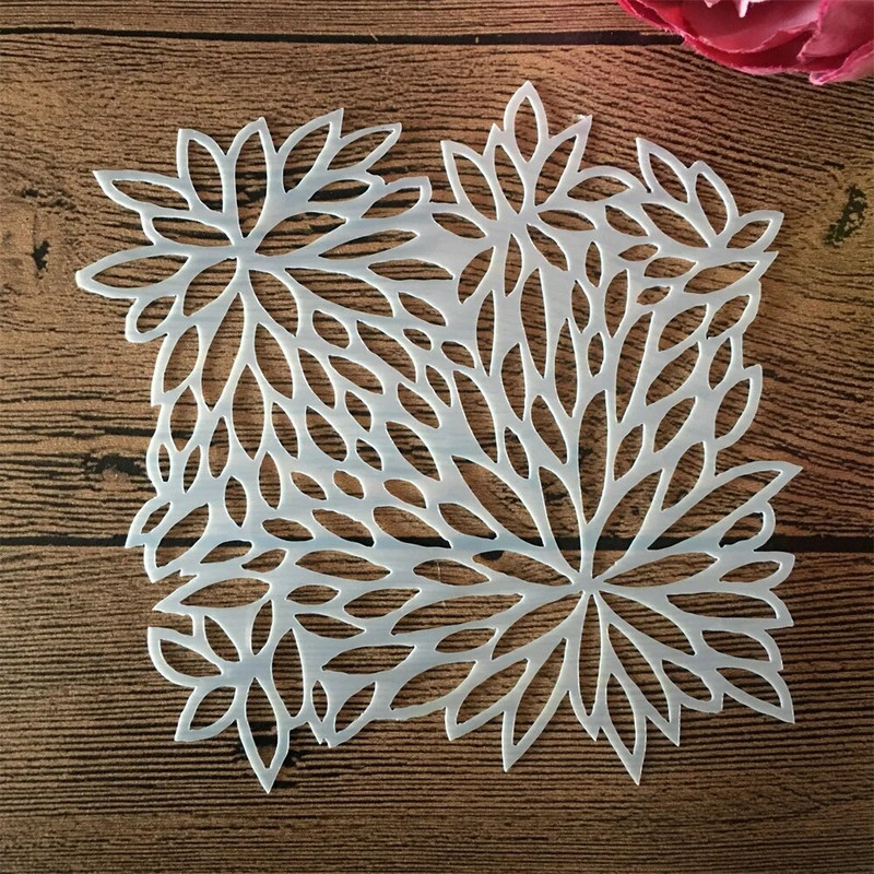 8 τμχ/Σετ 13*13 εκ. Λουλούδια Φύλλα Rose Plum DIY Layering Stencils Ζωγραφική Λεύκωμα ζωγραφικής με ανάγλυφο διακοσμητικό πρότυπο άλμπουμ