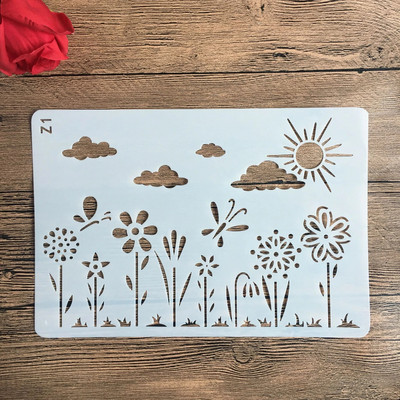 26*18cm Ziedi Trafareti DIY Amatniecības slāņošanas trafareti sienu krāsošanai Scrapbooking apzīmogošana pastmarku albums dekoratīvs