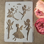 1 τεμ 27,5X19cm Fairy Girl Angel DIY Craft Layering Stencils Ζωγραφική Scrapbooking Stamping Ανάγλυφο άλμπουμ Πρότυπο χάρτινη κάρτα