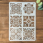 Τετράγωνο πλαίσιο λουλουδιών 26*17cm Στένσιλ με στρώσεις DIY Ζωγραφική τοίχου Λεύκωμα χρωματισμού Ανάγλυφο άλμπουμ Πρότυπο διακοσμητικής κάρτας