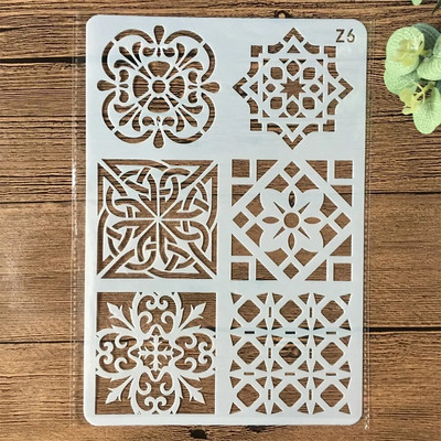 Τετράγωνο πλαίσιο λουλουδιών 26*17cm Στένσιλ με στρώσεις DIY Ζωγραφική τοίχου Λεύκωμα χρωματισμού Ανάγλυφο άλμπουμ Πρότυπο διακοσμητικής κάρτας