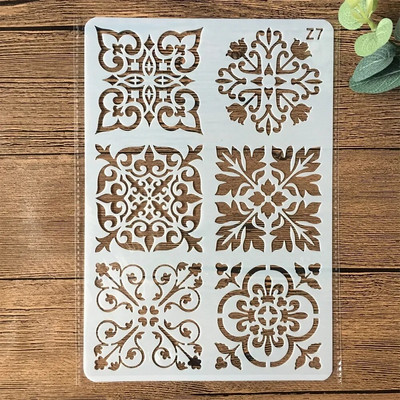 Τετράγωνο πλαίσιο λουλουδιών 26*17cm Στένσιλ με στρώσεις DIY Ζωγραφική τοίχου Λεύκωμα χρωματισμού Ανάγλυφο άλμπουμ Πρότυπο διακοσμητικής κάρτας