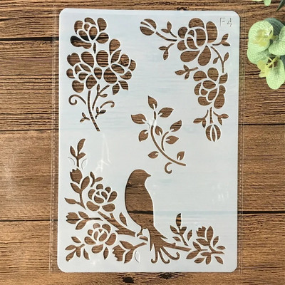 Τετράγωνο πλαίσιο λουλουδιών 26*17cm Στένσιλ με στρώσεις DIY Ζωγραφική τοίχου Λεύκωμα χρωματισμού Ανάγλυφο άλμπουμ Πρότυπο διακοσμητικής κάρτας