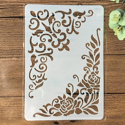 Τετράγωνο πλαίσιο λουλουδιών 26*17cm Στένσιλ με στρώσεις DIY Ζωγραφική τοίχου Λεύκωμα χρωματισμού Ανάγλυφο άλμπουμ Πρότυπο διακοσμητικής κάρτας