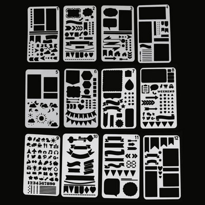 Πρότυπο διακοσμητικής κάρτας ημερολογίου άλμπουμ με ανάγλυφο χρώμα με αερογράφο με αερογράφο τοίχου DIY Πρότυπο ζωγραφικής 12