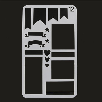 Πρότυπο διακοσμητικής κάρτας ημερολογίου άλμπουμ με ανάγλυφο χρώμα με αερογράφο με αερογράφο τοίχου DIY Πρότυπο ζωγραφικής 12