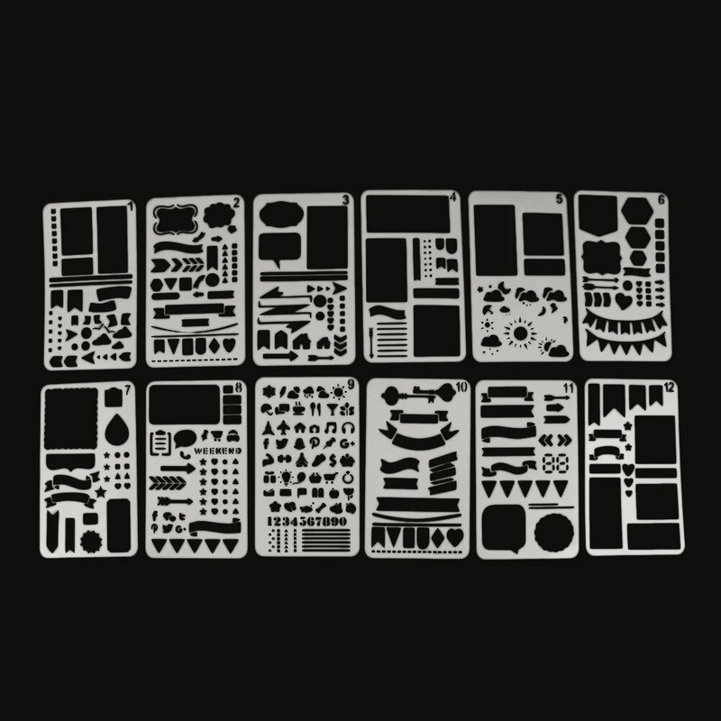 Πρότυπο διακοσμητικής κάρτας ημερολογίου άλμπουμ με ανάγλυφο χρώμα με αερογράφο με αερογράφο τοίχου DIY Πρότυπο ζωγραφικής 12