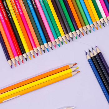 Опаковани в кутия 24 цветни химикалки Комплект моливи Детски Kawaii Канцеларски материали Пастел Оцветяване Рисуване Цветен молив за училище Paint Художествени принадлежности
