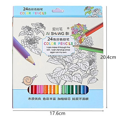 Iepakots 24 krāsu pildspalvu zīmuļu komplekts bērniem Kawaii rakstāmpiederumi Krāsu krītiņu krāsojums Zīmējums Krāsains zīmulis skolas krāsas mākslas piederumiem