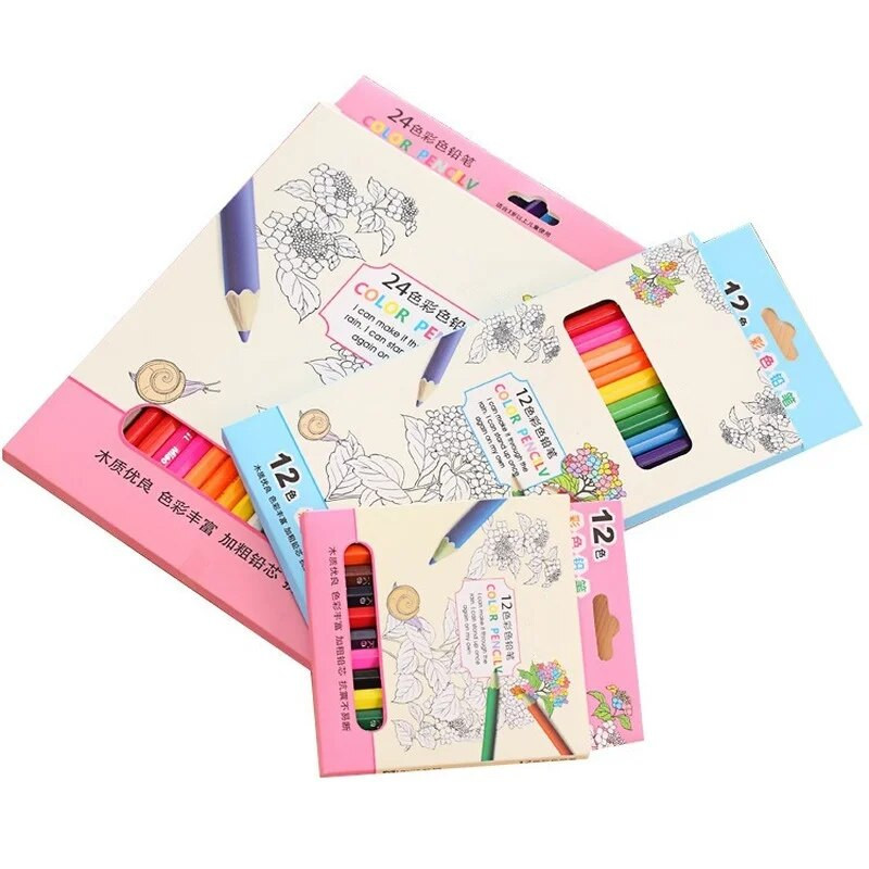 Iepakots 24 krāsu pildspalvu zīmuļu komplekts bērniem Kawaii rakstāmpiederumi Krāsu krītiņu krāsojums Zīmējums Krāsains zīmulis skolas krāsas mākslas piederumiem