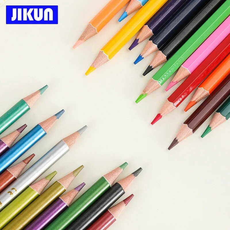 Krāsu zīmuļi 12gab - JIKUN Netoksiska eļļa/ūdens/metāls/neona krāsas Premium zīmēšanas zīmuļu komplekts māksliniekam