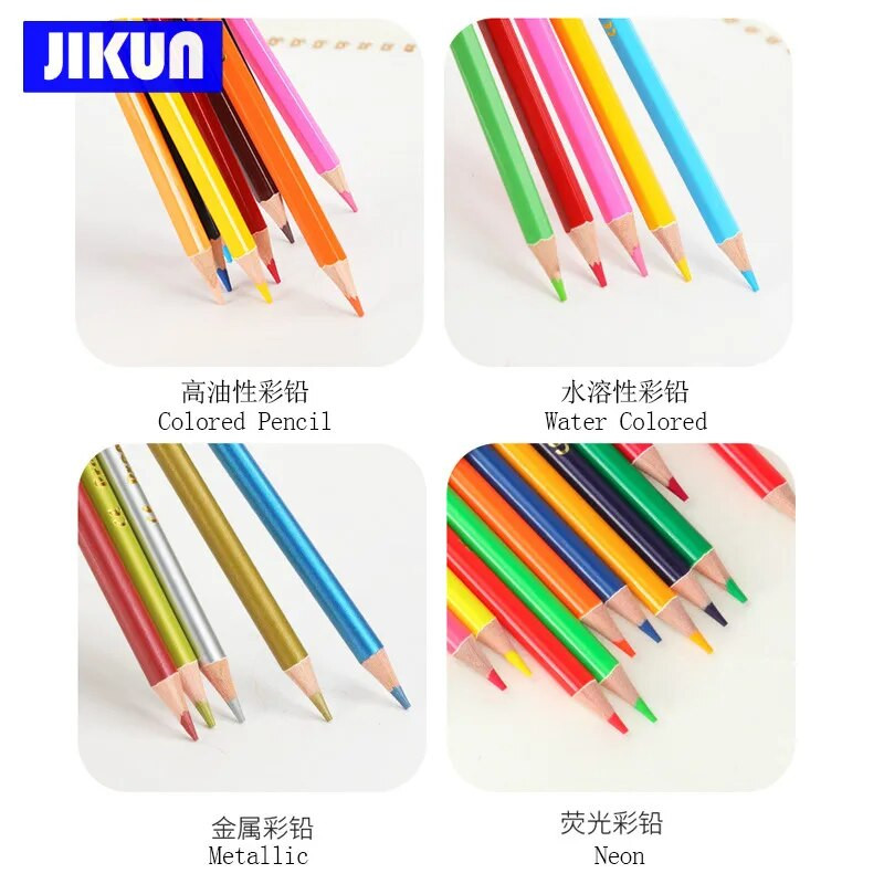Krāsu zīmuļi 12gab - JIKUN Netoksiska eļļa/ūdens/metāls/neona krāsas Premium zīmēšanas zīmuļu komplekts māksliniekam