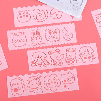Сладки анимационни пластмасови кухи шаблони Ръкописен шаблон за вестници Детски шаблон за рисуване Наръчник Направи си сам Комплект линийка за рисуване