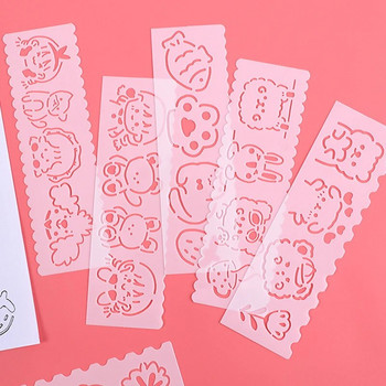 Χαριτωμένα κινούμενα σχέδια πλαστικά κούφια στένσιλ Χειρόγραφο πρότυπο εφημερίδας Πρότυπο παιδικής ζωγραφικής Εγχειρίδιο Σετ χάρακα σχεδίασης DIY