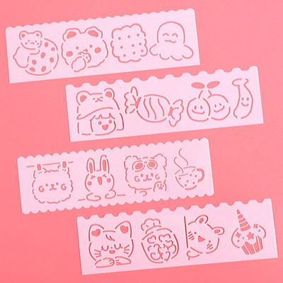 Jauki karikatūras plastmasas dobie trafareti ar roku rakstīta avīzes veidne bērnu gleznu veidņu rokasgrāmata DIY zīmēšanas lineālu komplekts