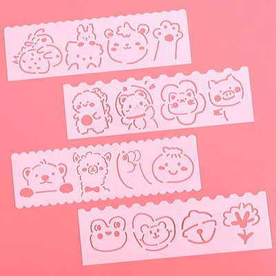 Jauki karikatūras plastmasas dobie trafareti ar roku rakstīta avīzes veidne bērnu gleznu veidņu rokasgrāmata DIY zīmēšanas lineālu komplekts