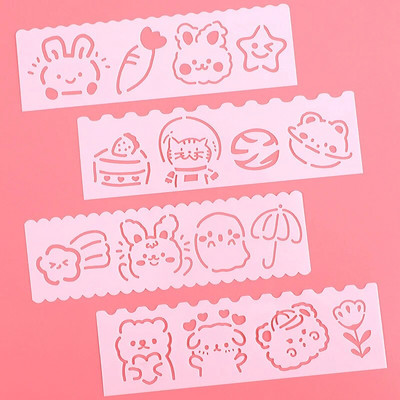 Jauki karikatūras plastmasas dobie trafareti ar roku rakstīta avīzes veidne bērnu gleznu veidņu rokasgrāmata DIY zīmēšanas lineālu komplekts