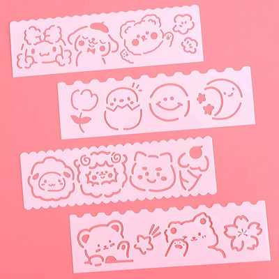 Jauki karikatūras plastmasas dobie trafareti ar roku rakstīta avīzes veidne bērnu gleznu veidņu rokasgrāmata DIY zīmēšanas lineālu komplekts