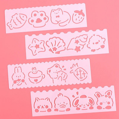 Jauki karikatūras plastmasas dobie trafareti ar roku rakstīta avīzes veidne bērnu gleznu veidņu rokasgrāmata DIY zīmēšanas lineālu komplekts