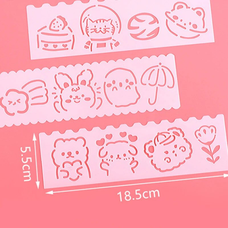 Jauki karikatūras plastmasas dobie trafareti ar roku rakstīta avīzes veidne bērnu gleznu veidņu rokasgrāmata DIY zīmēšanas lineālu komplekts