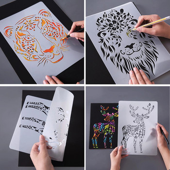 Направи си сам Шаблон за рисуване 29x20,8 см Творческа животинска тема Личност Шаблон за рисуване с надраскване Шаблон за изрязване на ученически пособия