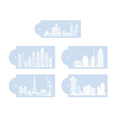 5gab City Building Trafarets DIY sienu slāņu krāsošanas veidnes dekors scrapbooking reljefu izejmateriāli atkārtoti lietojami