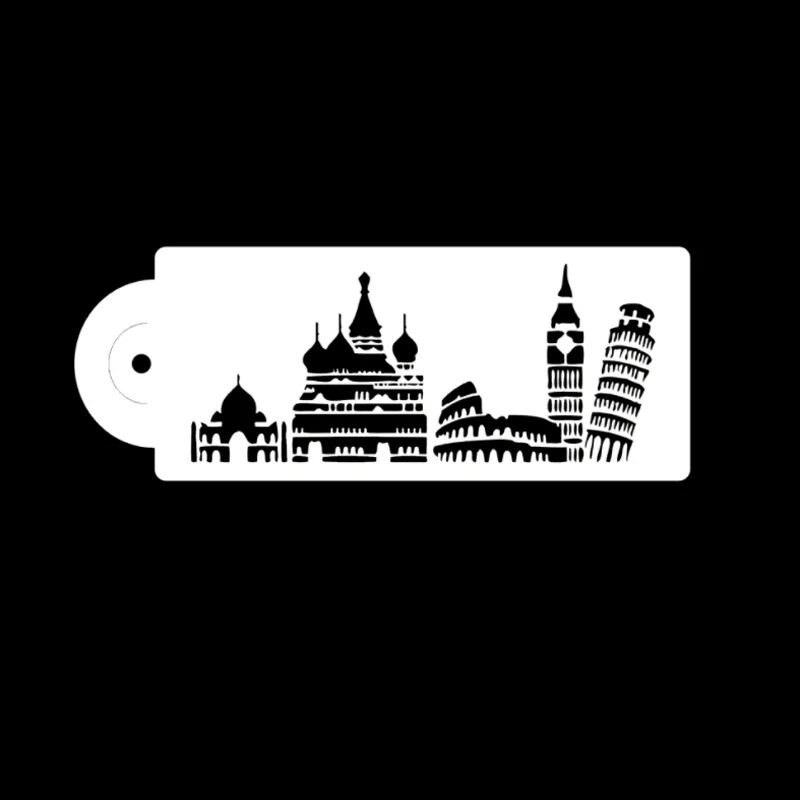 5gab City Building Trafarets DIY sienu slāņu krāsošanas veidnes dekors scrapbooking reljefu izejmateriāli atkārtoti lietojami