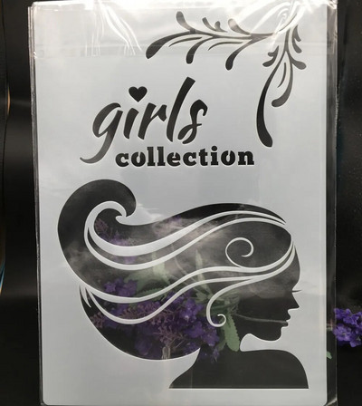 29*21cm A4 pikkade juustega tüdruk vibu DIY kihistusšabloonid seinamaaling väljalõigete albumi värvimine reljeefalbumi dekoratiivkaardi mall