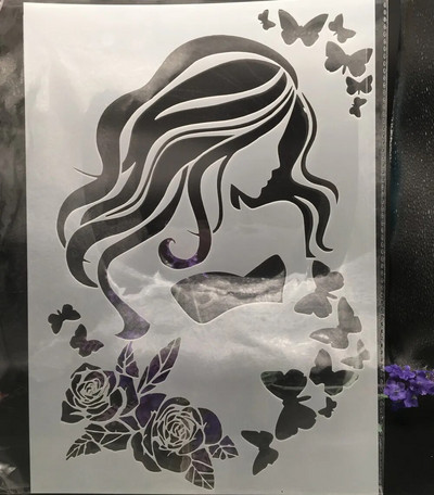 29*21cm A4 pikkade juustega tüdruk vibu DIY kihistusšabloonid seinamaaling väljalõigete albumi värvimine reljeefalbumi dekoratiivkaardi mall