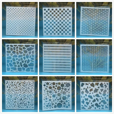 9Pcs/Lot 13cm ploča Matrix Bubble DIY Šablone za slojeve Slikanje Spomenar Bojanje Album za utiskivanje Predložak ukrasne kartice