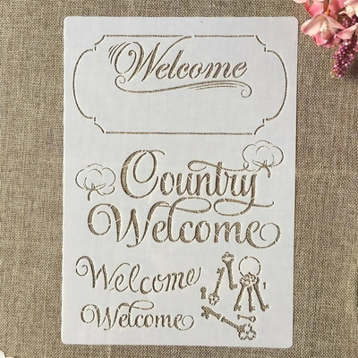 A4 29 cm Vintage franču vārdi Garland DIY slāņošanas trafareti sienu gleznojums albums Krāsošana reljefs albums dekoratīvā veidne