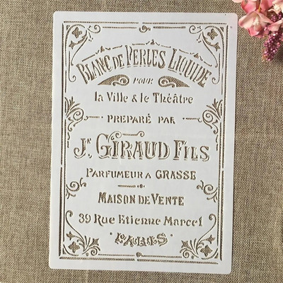 A4 29 cm Vintage franču vārdi Garland DIY slāņošanas trafareti sienu gleznojums albums Krāsošana reljefs albums dekoratīvā veidne