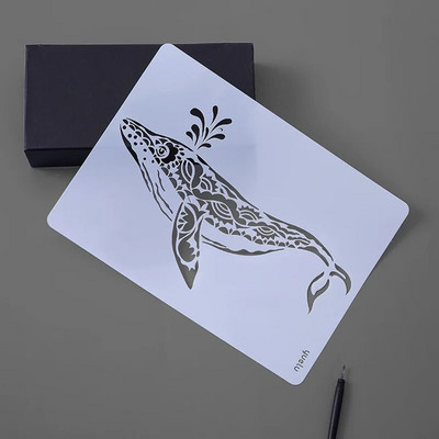 A4 στένσιλ ζώων για ζωγραφική Κούφια στένσιλ Πρότυπο ζωγραφικής με σπρέι/χέρι Pre Tracing Ruler DIY Scrapbooking Journal Decor