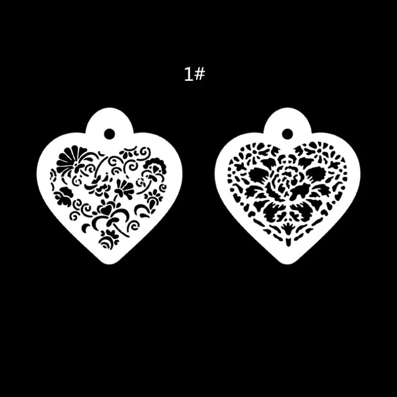 Sirds formas augu ziedi, kafijas trafareti DIY sienu slāņu krāsošana, veidņu dekorēšana, albumu reljefa piederumi, atkārtoti lietojami