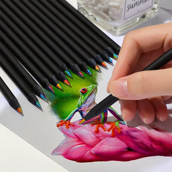 7 χρώματα Ομόκεντρη κλίση Πολύχρωμα μολύβι κραγιόνια χρωματιστά μολύβι Σετ Creative Kawaii Stationery Art Painting Painting Stand