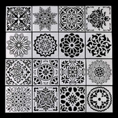 9/16 gab./komplektā Mandalas trafaretu zīmēšanas veidņu lineālu trafareti gleznošanas dēlim DIY albuma dekori Dažādi stili