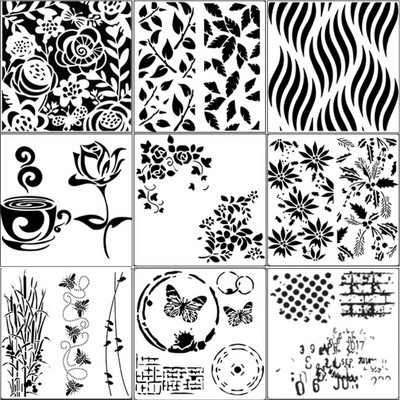 9/16 gab./komplektā Mandalas trafaretu zīmēšanas veidņu lineālu trafareti gleznošanas dēlim DIY albuma dekori Dažādi stili