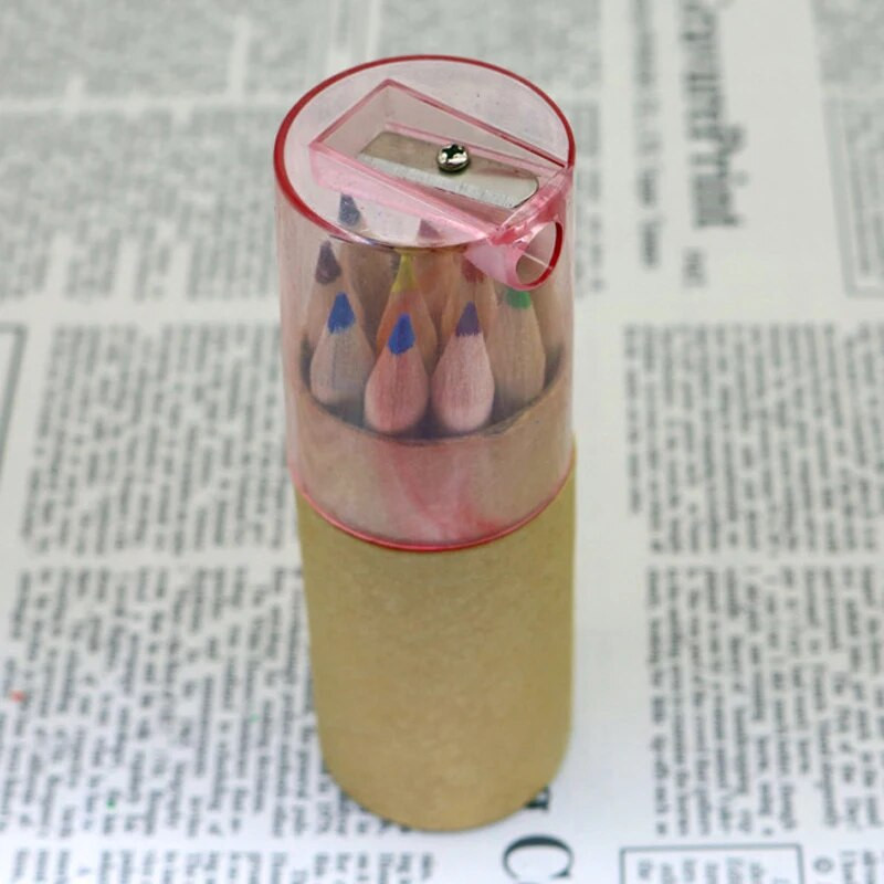 1 gab. Kraftpapīra kasetnes Daudzkrāsains zīmulis 12 krāsu ielāde asināmā vāka zīmēšanas krāsa svina krāsu zīmuļa krāsa