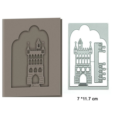 Κοπή μετάλλων μήτρες Scrapbooking Μεσαίωνα Κάλυμμα κάρτας κάστρου σε ευρωπαϊκό στιλ DIY 3D καρτ ποστάλ με στρώματα Έργο τέχνης Διακόσμηση