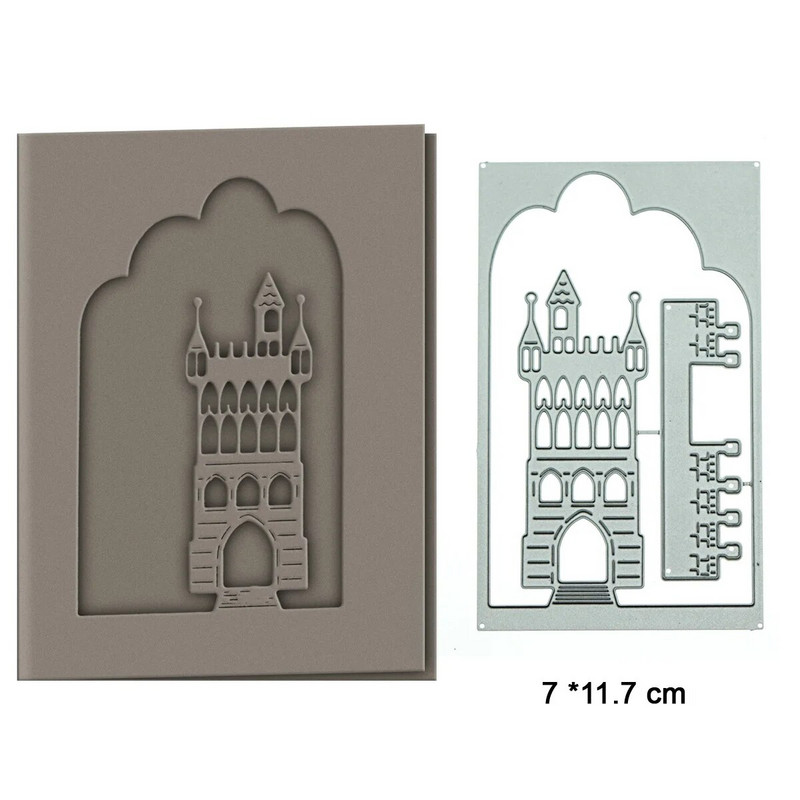 Κοπή μετάλλων μήτρες Scrapbooking Μεσαίωνα Κάλυμμα κάρτας κάστρου σε ευρωπαϊκό στιλ DIY 3D καρτ ποστάλ με στρώματα Έργο τέχνης Διακόσμηση
