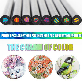 8бр. Комплект цветни моливи с пастели Моливи с дъга за подаръци за деца Дървени многоцветни моливи за рисуване Молив Ученически пособия