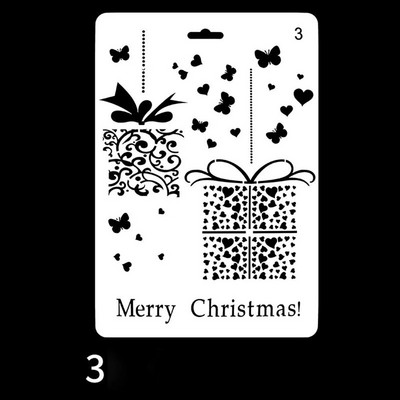 1 gab. Priecīgus Ziemassvētkus dobu gleznu trafareta veidne DIY Scrapbooking kartītes Papīrs Ziemassvētku ballīšu piederumi