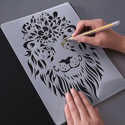 Творчески „направи си сам“ шаблони за тема за животни Шаблон за рисуване Дантелена линийка Персонализирани шаблони за рисуване на надраскване за рисуване и декор