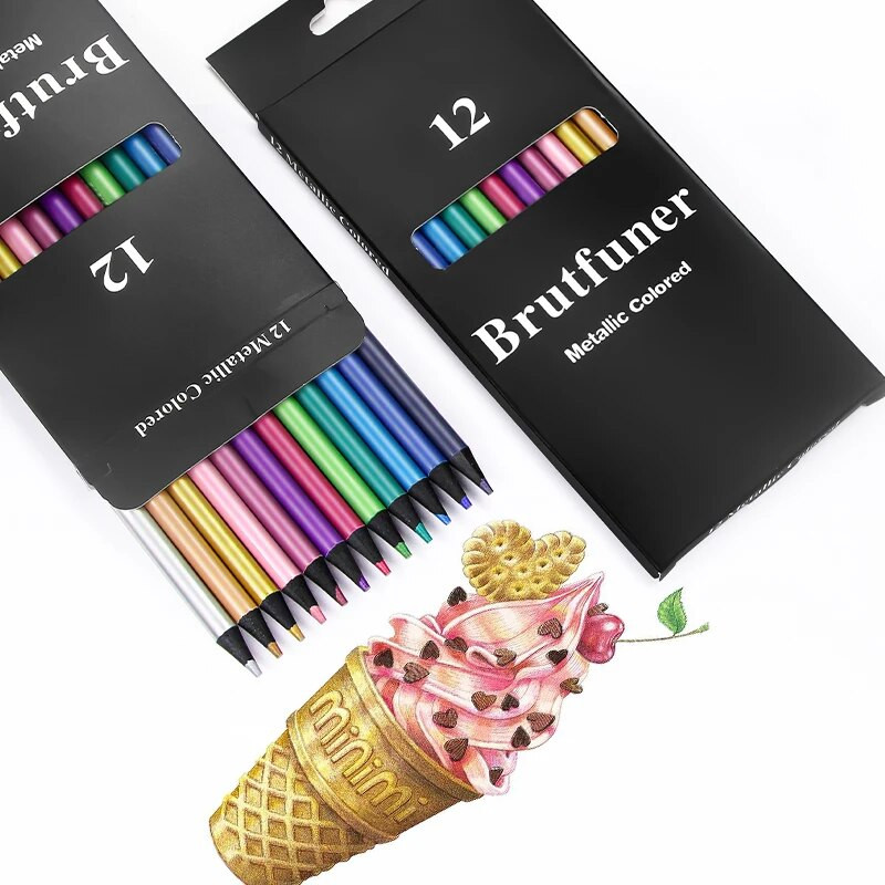 Brutfuner 12/24 Colors Oil Wood Metal Colored Pencils Ακουαρέλα Μολύβι Σκίτσο Σχέδιο Σετ Μολύβι για Ζωγραφική Είδη τέχνης