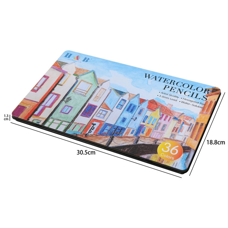 H&B mākslas piederumi augstas kvalitātes profesionāliem māksliniekiem, 36 gab., mīksta kodola ceļojumu apaļie akvareļu zīmuļi