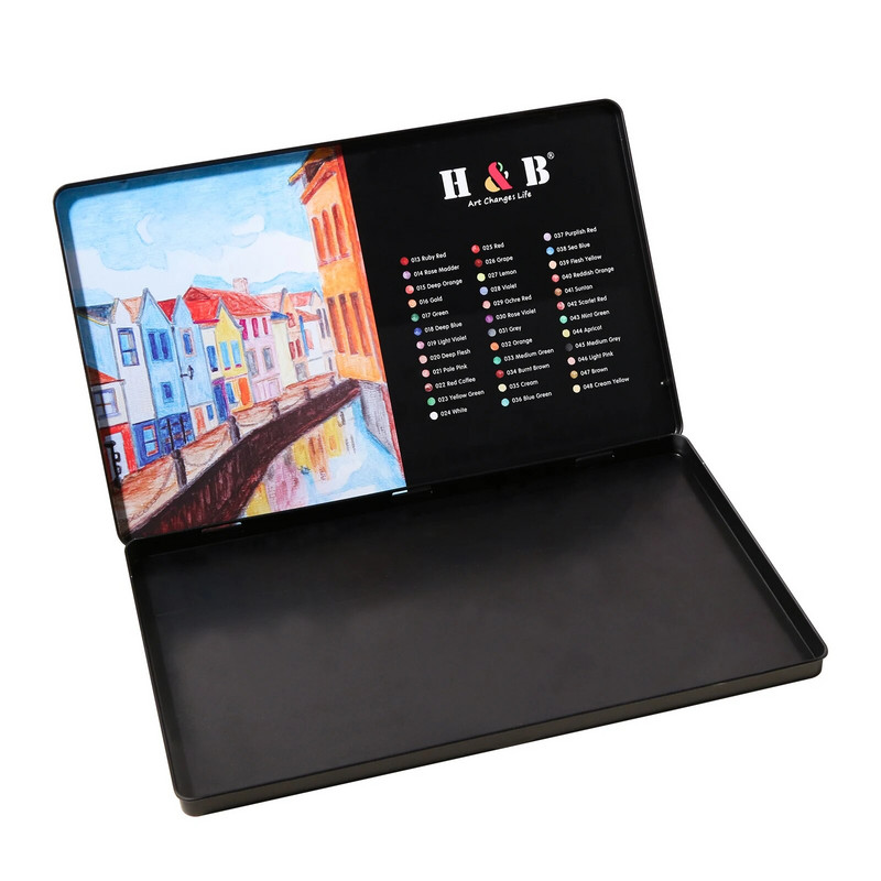 H&B mākslas piederumi augstas kvalitātes profesionāliem māksliniekiem, 36 gab., mīksta kodola ceļojumu apaļie akvareļu zīmuļi