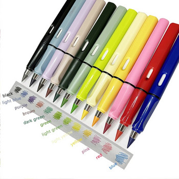 Нови 12 цвята Моливи за художествена живопис Неограничено писане Вечен молив Изтриваем цветен химикал без мастило Детски Kawaii канцеларски материали