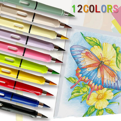 Νέα Μολύβια ζωγραφικής τέχνης 12 χρωμάτων Απεριόριστη γραφή Eternal Pencil Erasable Πολύχρωμο στυλό Χωρίς μελάνι στυλό Kids Kawaii Stationery